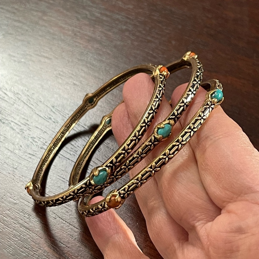 Barse Bundle Of 3 Turquoise And Agate Signed Anti… - image 7